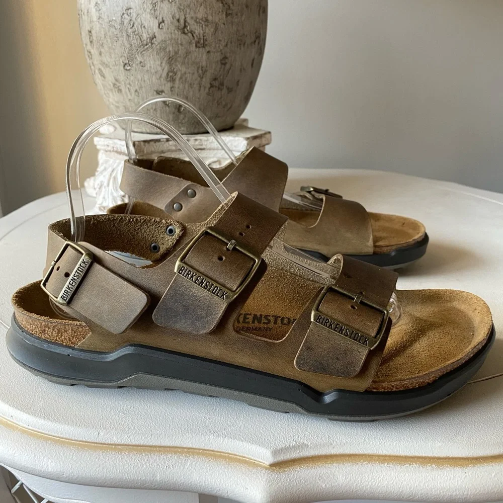 Birkenstock Oiled Leather Sandals Milano‎ Crosstown Shoes Mens 8 Womens 10